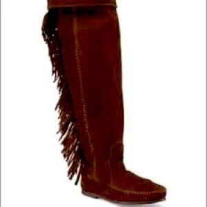 Fringe Brown Knee-High Women's Boots